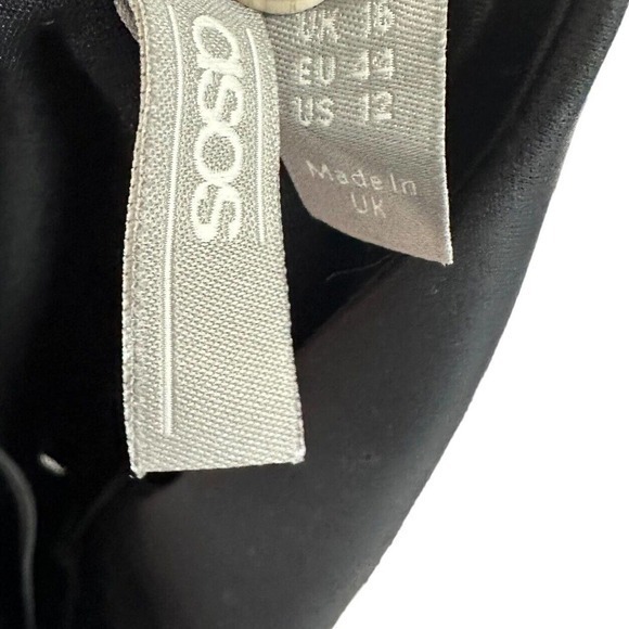 ASOS Design‎ PU Womens Size 12 Black Strappy Mini Ruffle Skirt Toe Strap Dress - Picture 6 of 9